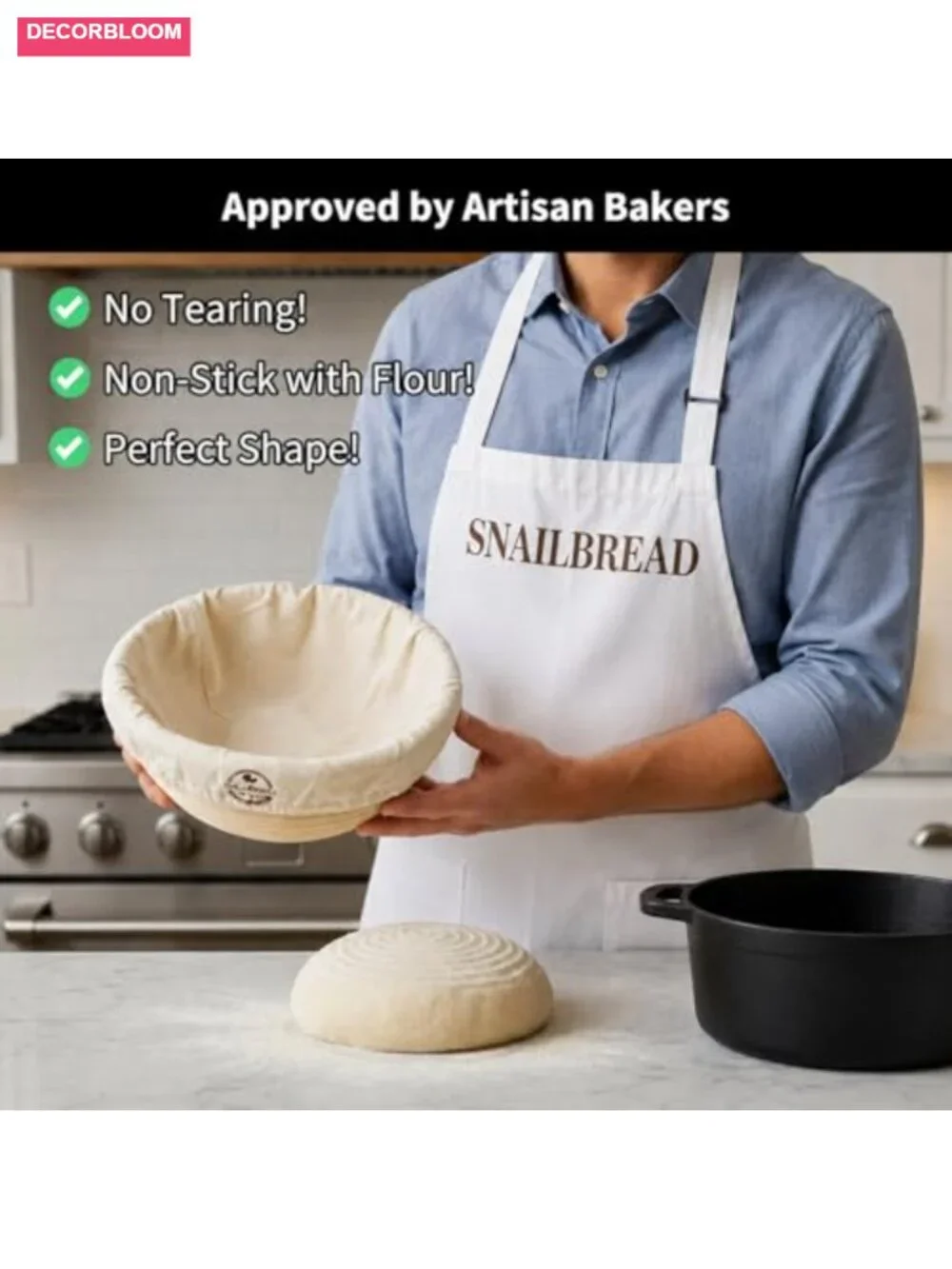 6-Pack Cotton Banneton Liners 9-Inch Round Bread Proofing Basket Covers Elastic